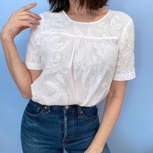 Madewell Embroidered Short Sleeve Blouse